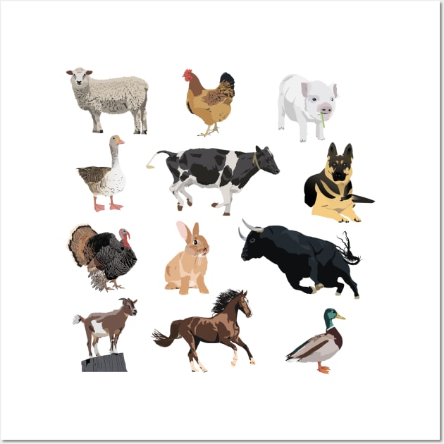 Farm Animals Pattern Wall Art by NorseTech